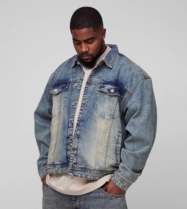 Plus & Tall Stonewash Oversized Denim Jacket