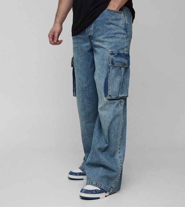 Tall Pleat Detail Cargo Parachute Jeans