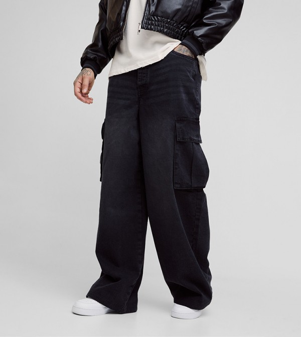 Tall Pleat Detail Cargo Parachute Jeans