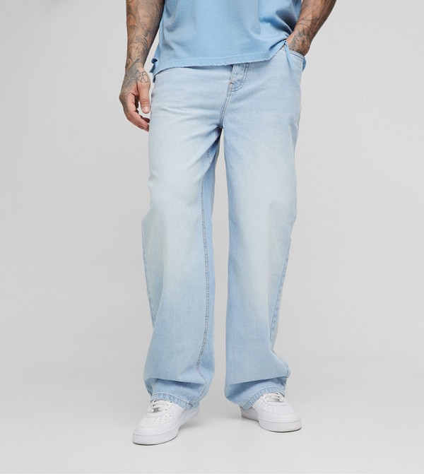 Tall Rigid Relaxed Fit Jeans with Pleat Waist Detail