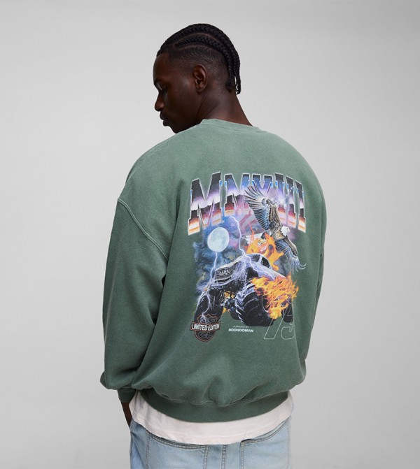 Printed Long Sleeves Oversized Sweatshirt