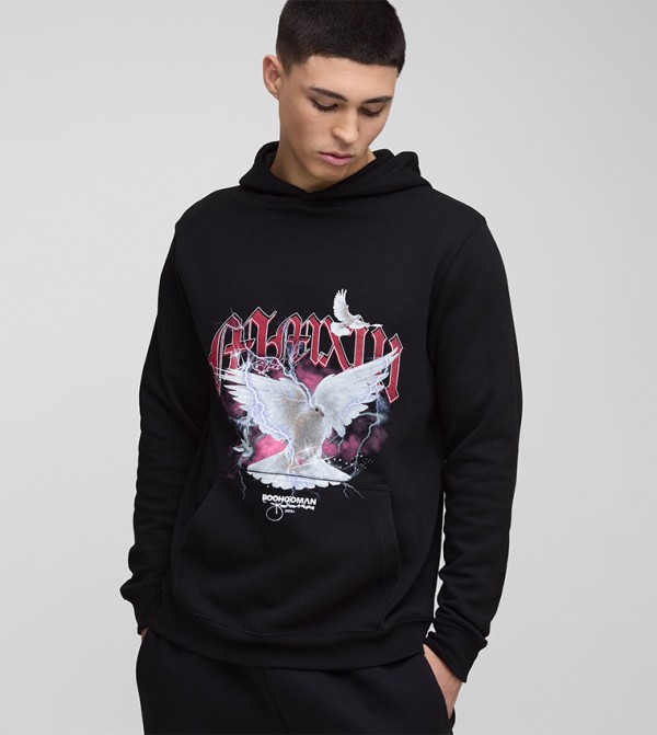 Printed Long Sleeves Oversized Hoodie
