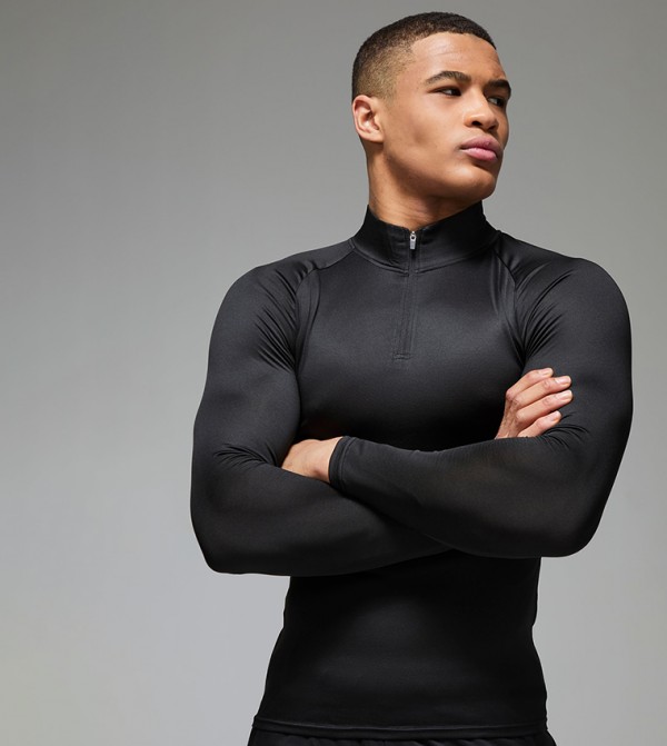 Solid Long Sleeves 1/4 Zip Active Top