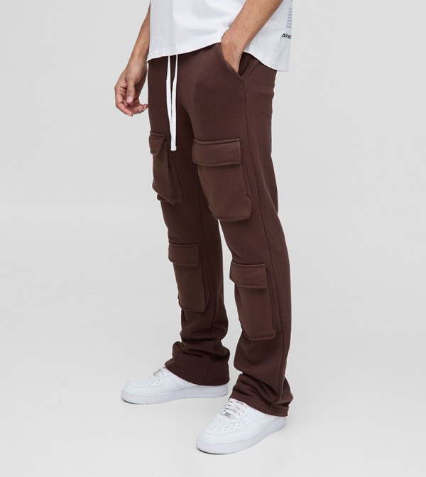 Slim Fit Multi Pocket Flare Stacked Sweatpants