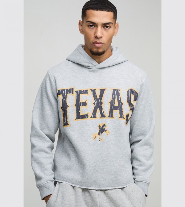 Raw Hem Texas Western Boxy Hoodie