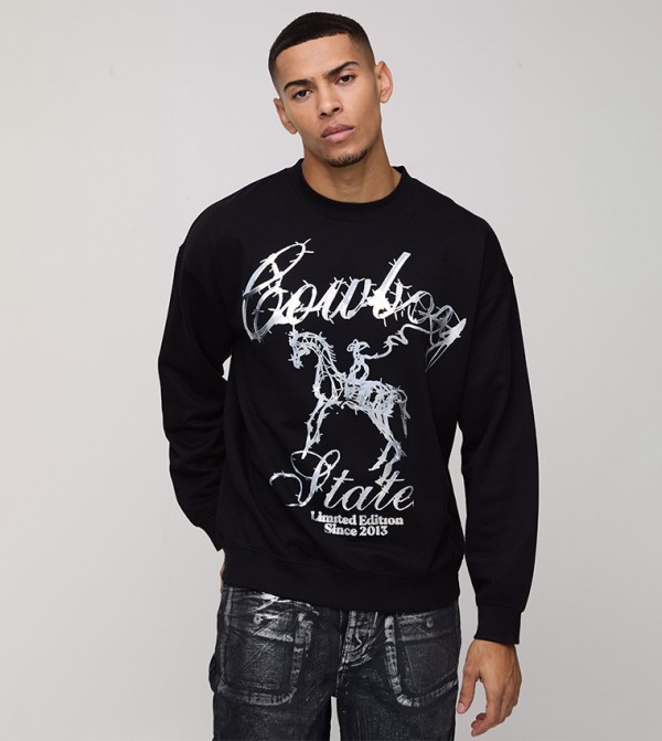 Printed Long Sleeves Oversized Sweatshirt