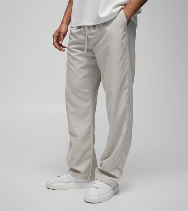 Drawstring Waist Straight Fit Trousers