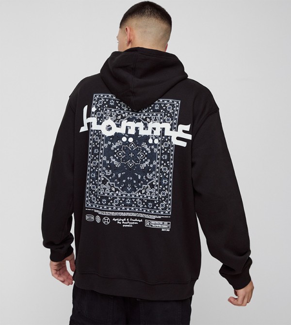 Printed Long Sleeves Oversized Hoodie
