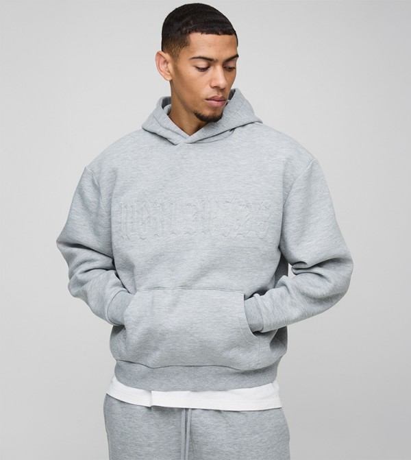 Embossed Long Sleeves Oversized Hoodie