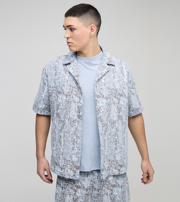 Short Sleeves Oversized Denim Shirt
