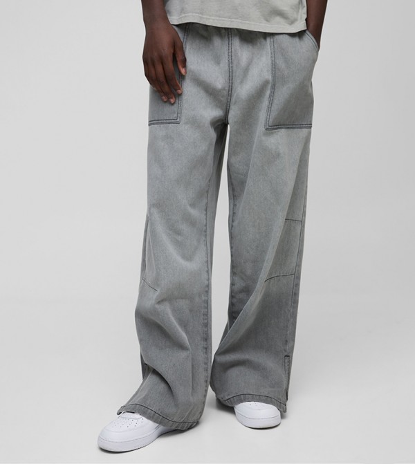Elastic Waist Wide Leg Jeans
