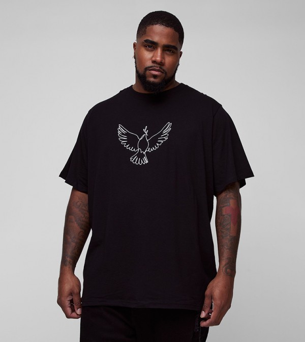 Embroidered Dove Oversized T-Shirt