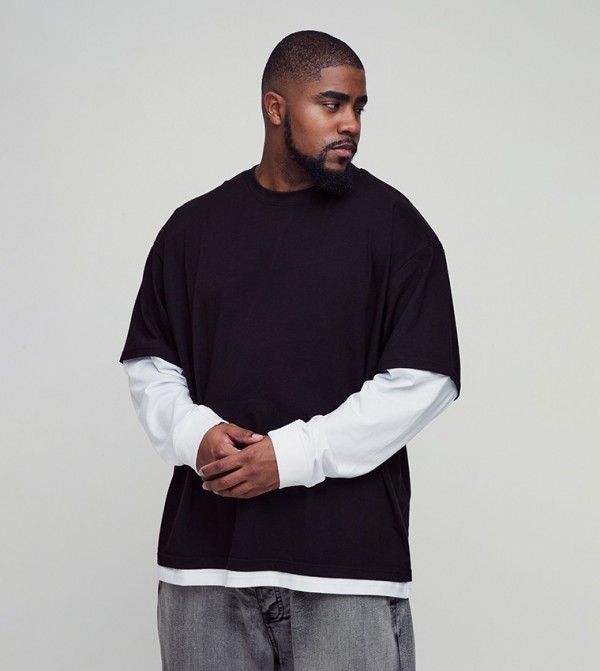 Plus & Tall Oversized Faux Layer T-Shirt