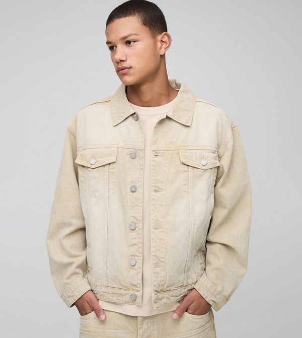 Regular Fit Washed Stone Denim Jacket