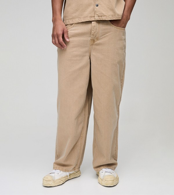 Rigid Washed Relaxed Barrel Fit Jeans