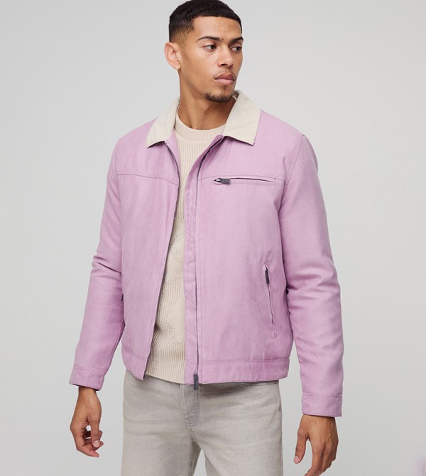 Regular Fit Twill Contrast Collar Worker Jacket