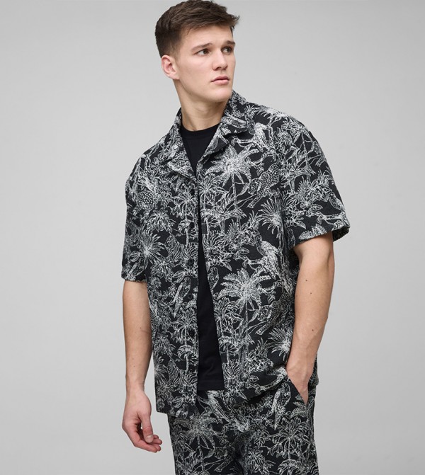 Tall Tropical Print Short Sleeves Shirt