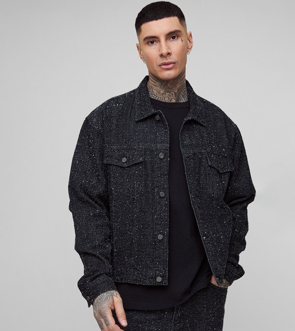 Tall Textured Oversized Denim Jacket