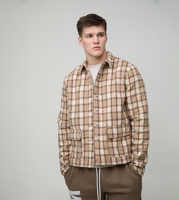 Tall Plaid Long Sleeves Oversized Shirt
