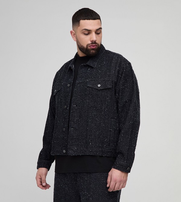 Plus & Tall Textured Oversized Denim Jacket