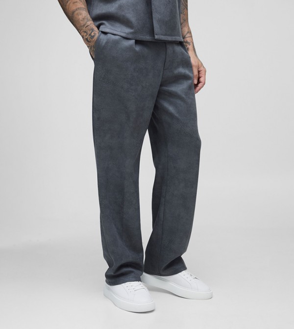 Tall Faux Suede Mid Rise Belted Trousers