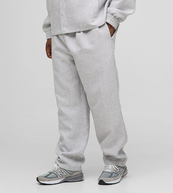 Plus & Tall Boucle Elastic Waist Straight Fit Trousers