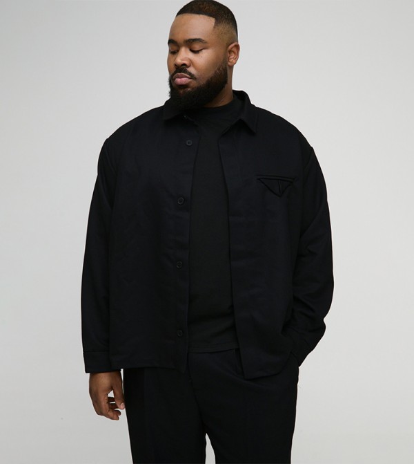 Twill Pocket Detail Short Sleeves Oversized Shirt