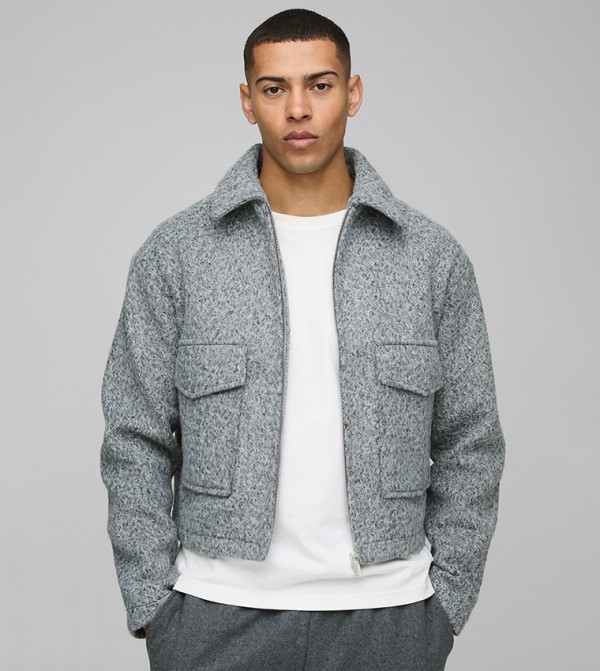 Boucle Heavyweight Long Sleeves Oversized Shirt
