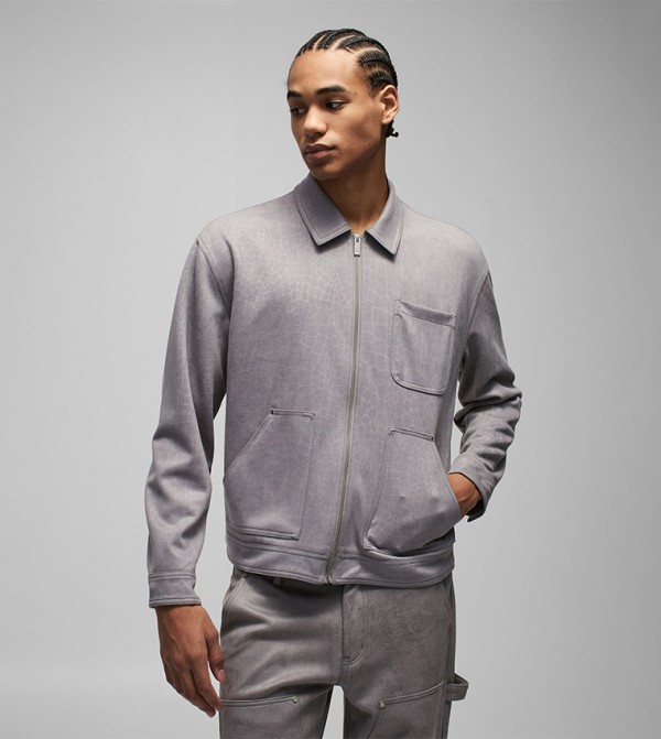 Croc Print Suedette Long Sleeves Shirt