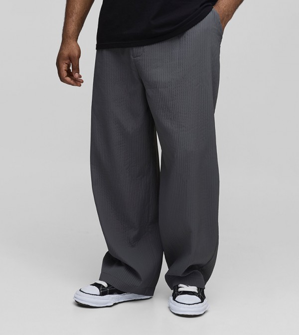 Ribbed Mid Rise Relaxed Fit Trousers