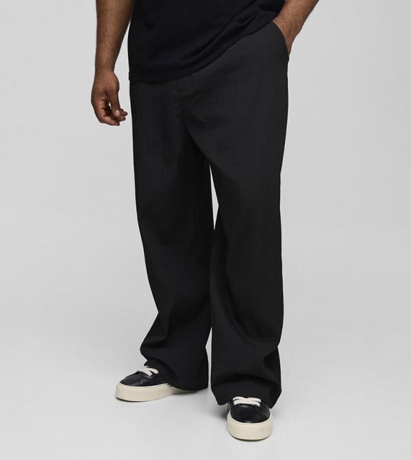 Ribbed Mid Rise Relaxed Fit Trousers