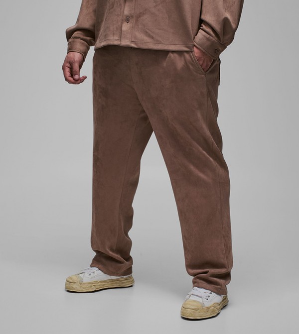Mid Rise Faux Suede Trousers