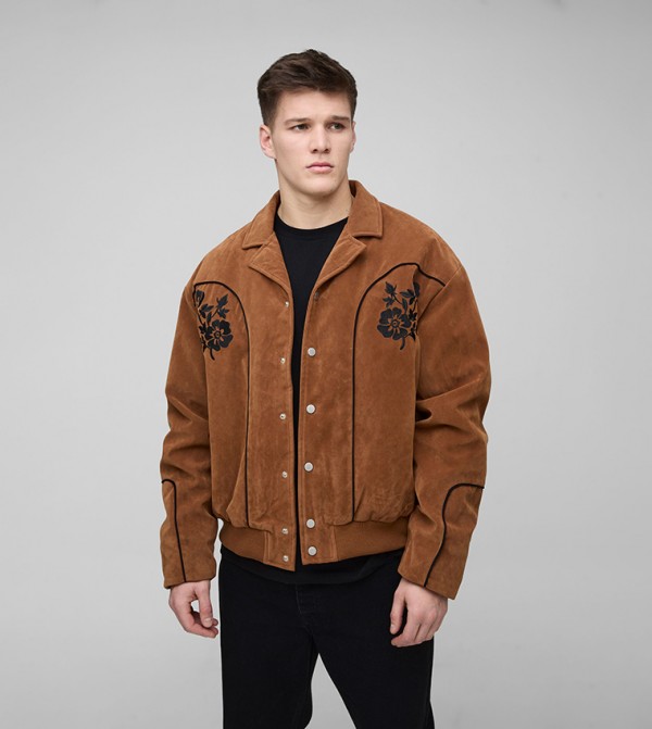 Plus & Tall Embroidered Oversized Fit Western Jacket