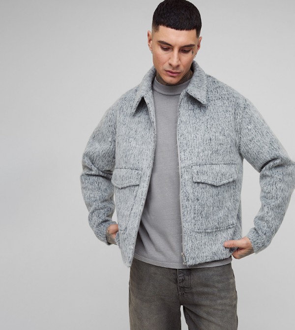 Tall Wool Blend Smart Zip-Through Cargo Jacket