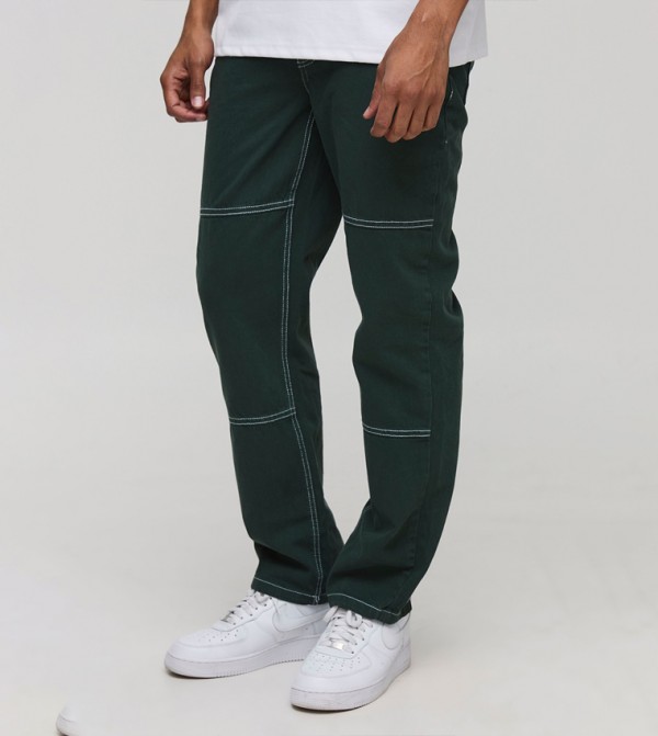 Straight Leg Contrast Stitch Jeans