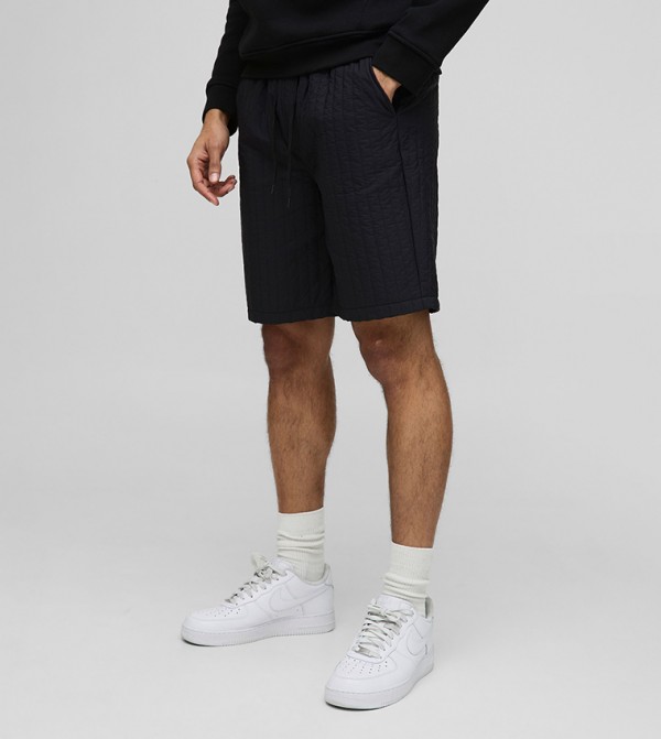 Elastic Relaxed Fit Quilted Nylon Shorts