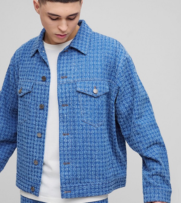 Regular Fit Textured Denim Jacket