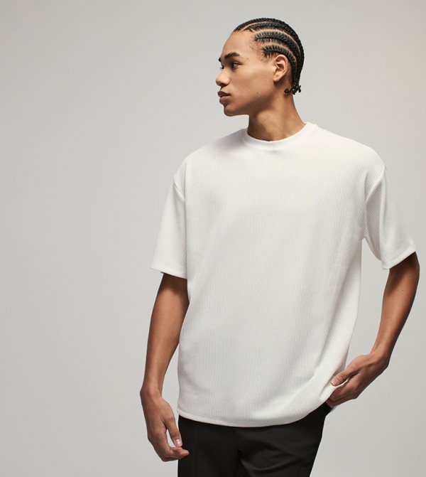 Plisse Ribbed Oversized T-Shirt