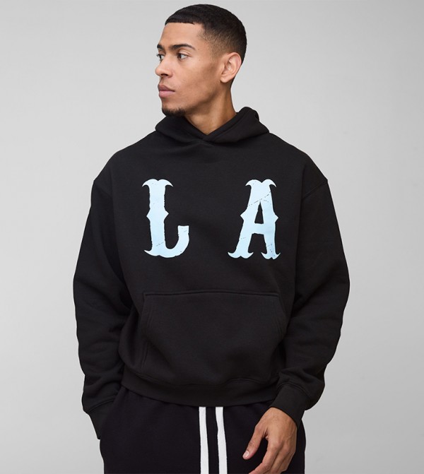 Western La Print Oversized Hoodie