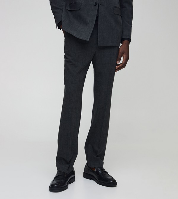 Tonal Check Straight Fit Formal Trousers