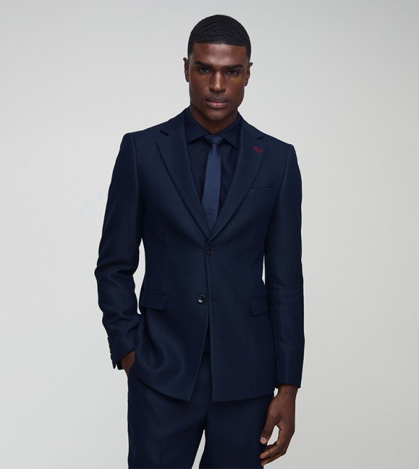 Herringbone Long Sleeves Slim Fit Blazer