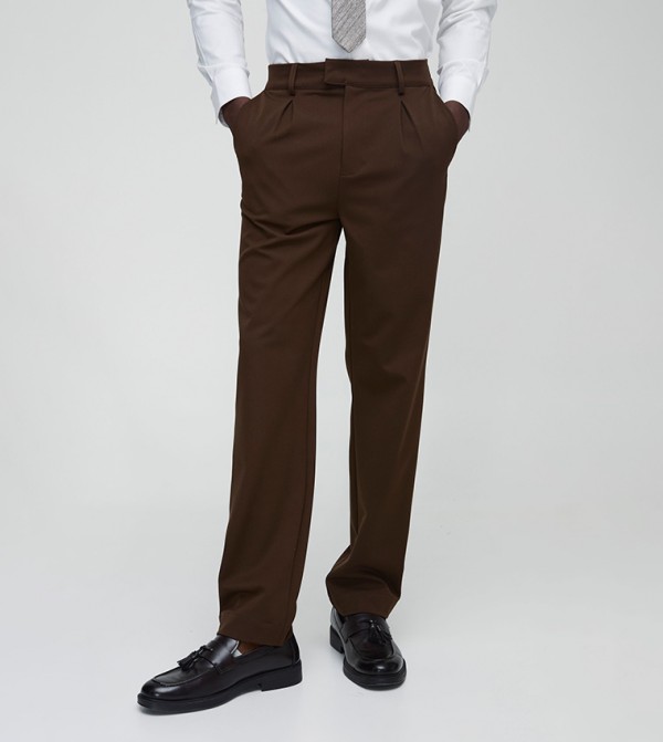 Mid Rise Straight Fit Formal Trousers