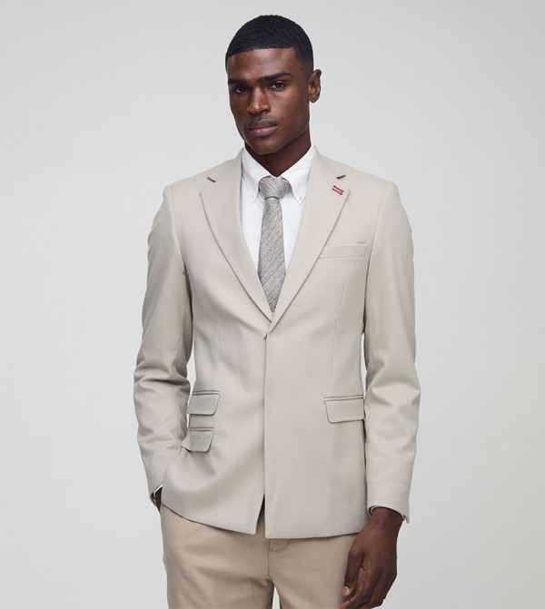 Textured Twill Slim Fit Blazer