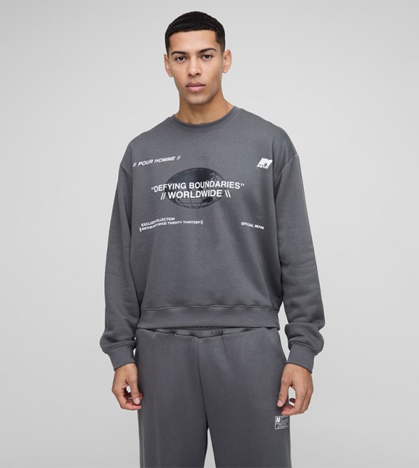 Printed Long Sleeves Oversized Sweatshirt