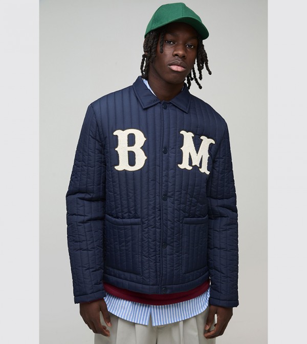 Regular Fit Appliqued Harrington Quilted Jacket