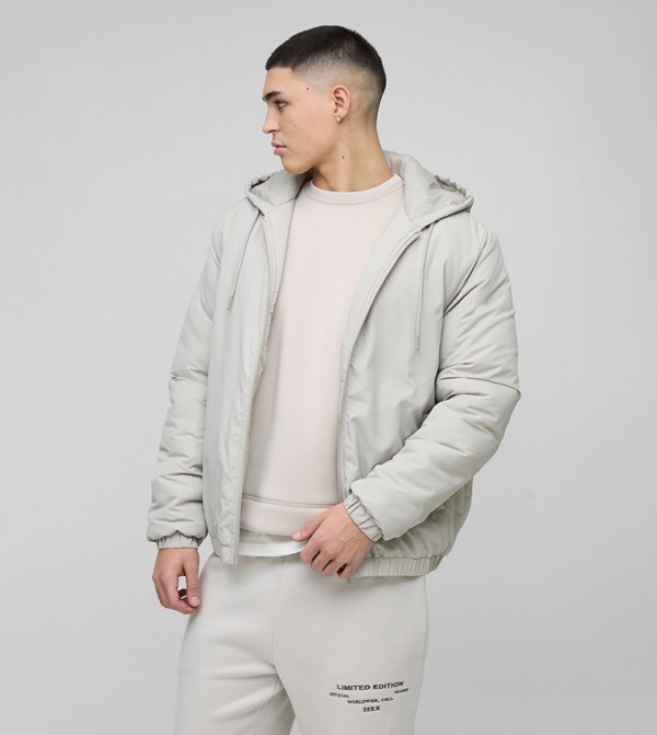 Regular Fit Hooded Lightweight Padded Bomber Jacket