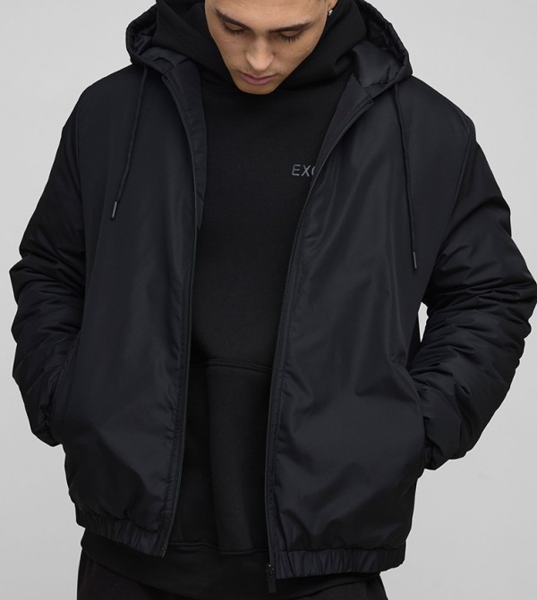 Regular Fit Hooded Lightweight Padded Bomber Jacket