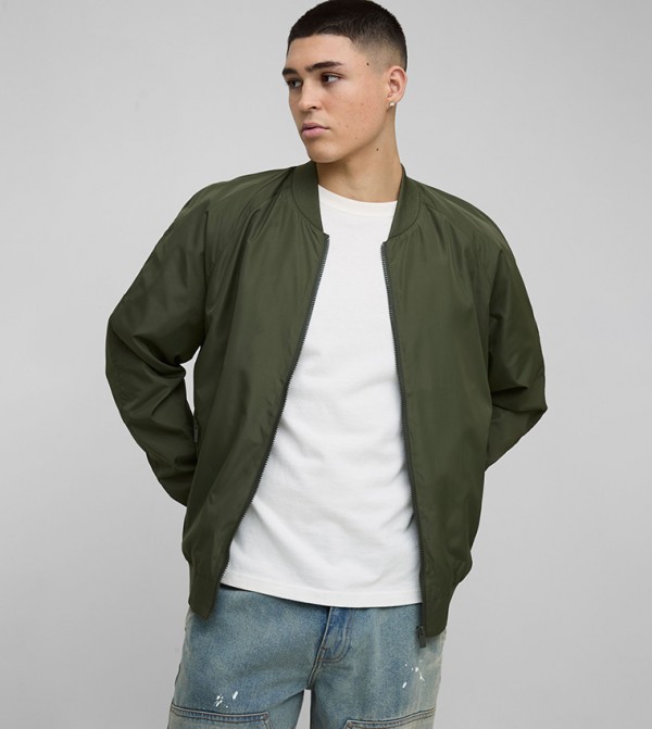 Regular Fit Lightweight Nylon Raglan Bomber Jacket