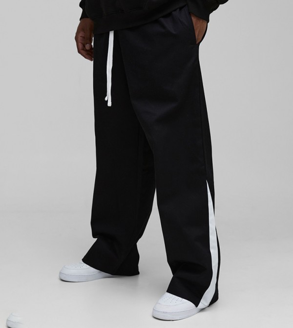 Drawstring Waist Relaxed Fit Trousers