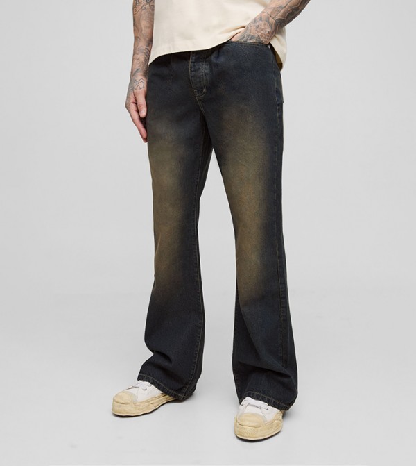 Tall Pleat Front Relaxed Flared Jeans